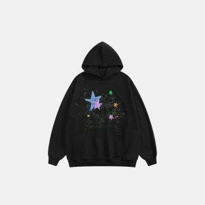 vintage star graphic hoodie oversized & youthful style 5182