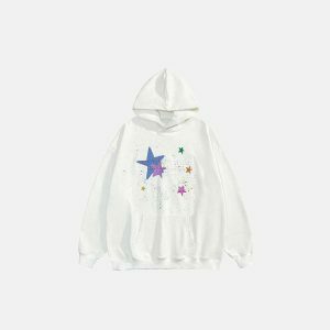 vintage star graphic hoodie oversized & youthful style 7881