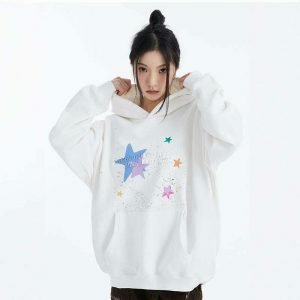 vintage star graphic hoodie oversized & youthful style 8803