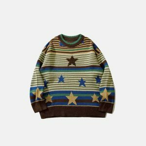 vintage star stripe sweater knit   youthful & chic appeal 2641