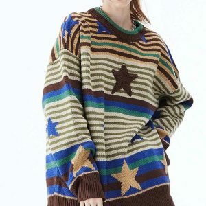 vintage star stripe sweater knit   youthful & chic appeal 3084