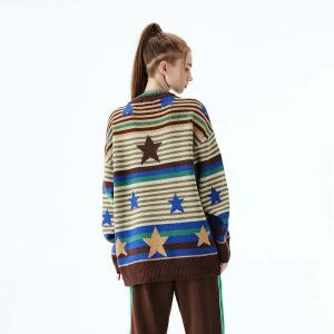 vintage star stripe sweater knit   youthful & chic appeal 7936