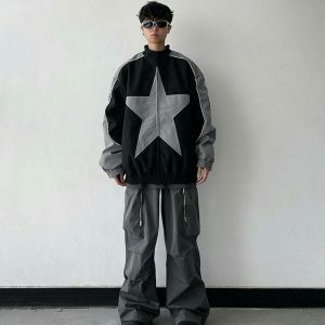 vintage star windbreaker jacket   chic & dynamic streetwear 1712