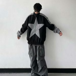 vintage star windbreaker jacket   chic & dynamic streetwear 2684