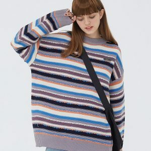 vintage striped sweater   youthful & chic streetwear staple 1370