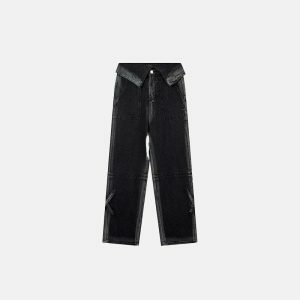 washed black cross patch jeans   chic & youthful design 4794