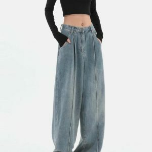 wideleg baggy denim pants urban chic & youthful style 1115