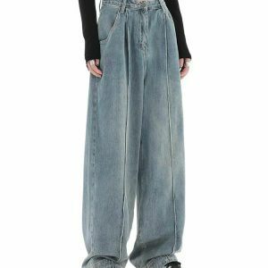 wideleg baggy denim pants urban chic & youthful style 3141