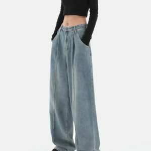 wideleg baggy denim pants urban chic & youthful style 3324