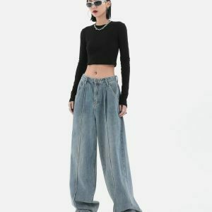 wideleg baggy denim pants urban chic & youthful style 4170
