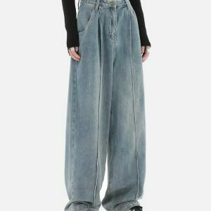 wideleg baggy denim pants urban chic & youthful style 7318