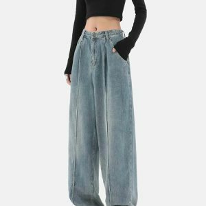 wideleg baggy denim pants urban chic & youthful style 8761