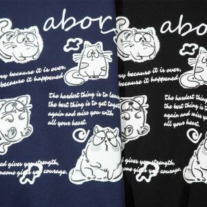 wise cat print sweatshirt youthful & iconic design 2886