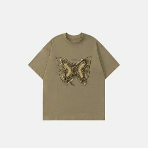 y2k butterfly embroidered tee youthful & iconic style 1989