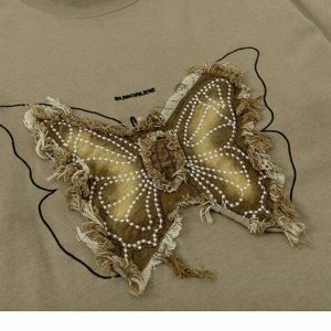 y2k butterfly embroidered tee youthful & iconic style 8934