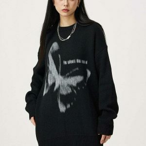 y2k butterfly sweater oversized & youthful streetwear chic 2000