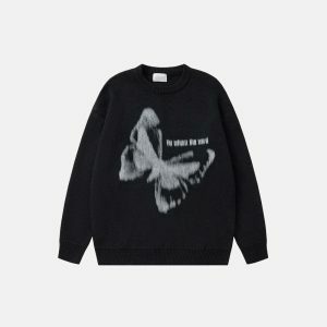 y2k butterfly sweater oversized & youthful streetwear chic 3849