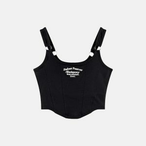 y2k chic sleeveless crop top with bra pad   streetwear icon 2949