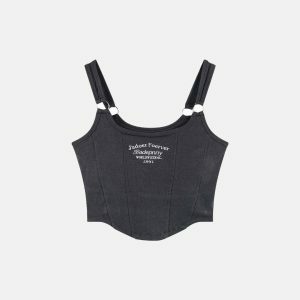 y2k chic sleeveless crop top with bra pad   streetwear icon 4912