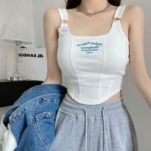 y2k chic sleeveless crop top with bra pad   streetwear icon 5756
