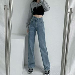 y2k cross waist wideleg pants chic & youthful streetwear 3072