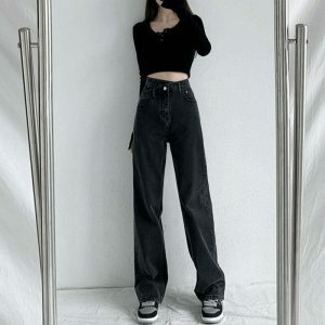 y2k cross waist wideleg pants chic & youthful streetwear 6803