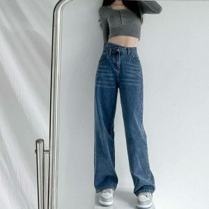 y2k cross waist wideleg pants chic & youthful streetwear 8127