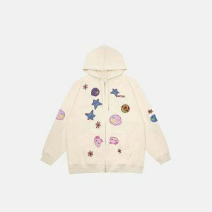 y2k embroidered cartoon hoodie   youthful & iconic style 4289
