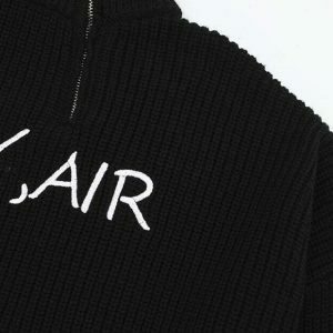 y2k embroidered turtleneck sweater iconic letter design 1381