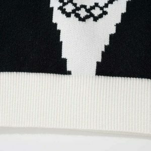 y2k graphic knit sweater   youthful & iconic style 7548