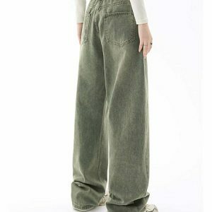 y2k green baggy pants high waist & chic streetwear look 5825