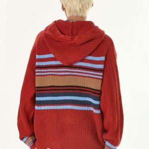 y2k knit striped sweater with holes   youthful & edgy 1657