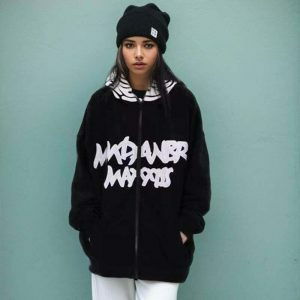 y2k letter print hoodie zip up   chic & youthful style 5979