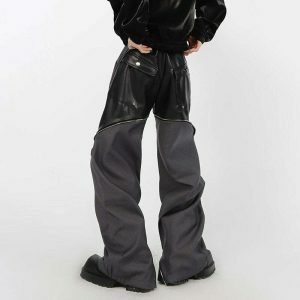 y2k pu leather zipper pants sleek & edgy streetwear icon 2601