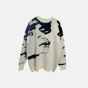 y2k retro jacquard portrait sweater   iconic & crafted design 3889