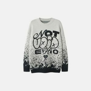 y2k sesame jacquard sweater iconic retro streetwear 5332