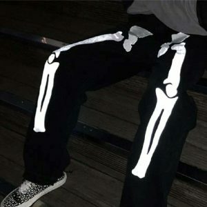 y2k skeleton print jeans baggy & edgy streetwear icon 3534