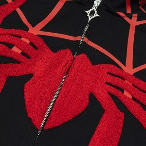 y2k spider embroidered hoodie oversized & edgy comfort 2247