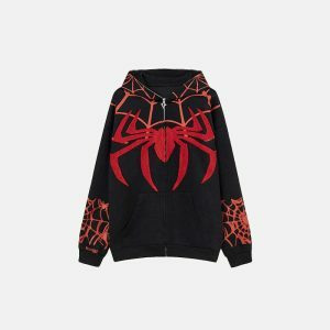 y2k spider embroidered hoodie oversized & edgy comfort 5395