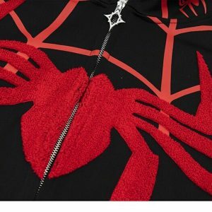 y2k spider embroidered hoodie oversized & edgy comfort 5893