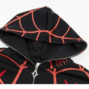 y2k spider embroidered hoodie oversized & edgy comfort 7121