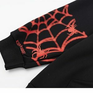 y2k spider embroidered hoodie oversized & edgy comfort 8471