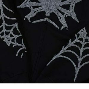 y2k spider embroidered hoodie zip up edgy streetwear 3349