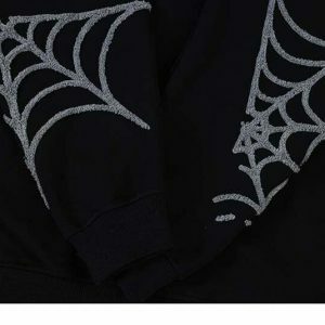 y2k spider embroidered hoodie zip up edgy streetwear 4435