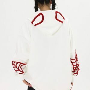 y2k spider embroidered hoodie zip up edgy streetwear 7086