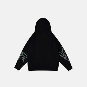 y2k spider embroidered hoodie zip up edgy streetwear 7914