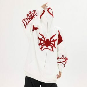 y2k spider embroidered hoodie zip up edgy streetwear 8664