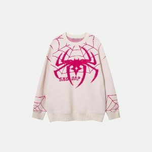 y2k spider sweater   iconic web design urban trendsetter 8933