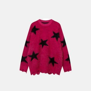 y2k star distressed sweater iconic y2k star sweater with distressed 4569