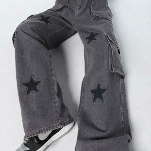 y2k stars graphic jeans iconic retro & youthful style 2096